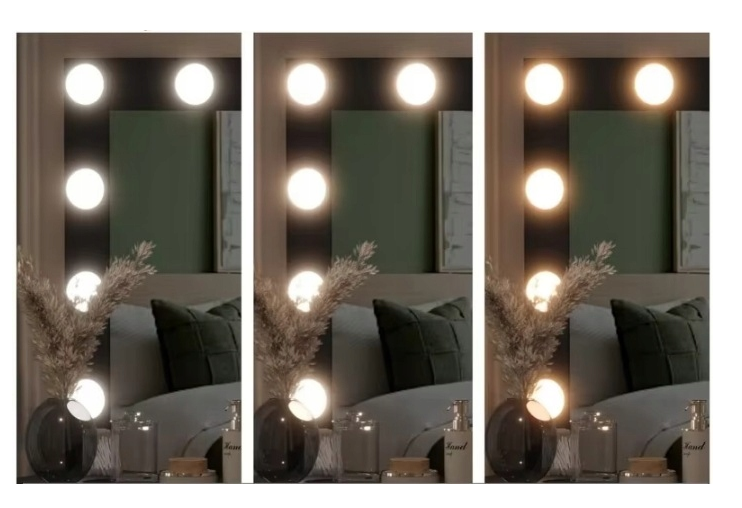 Косметический столик TL08-BL808-LED-CZ с зеркалом и LED-подсветкой &mdash; стильный черный бьюти-стол