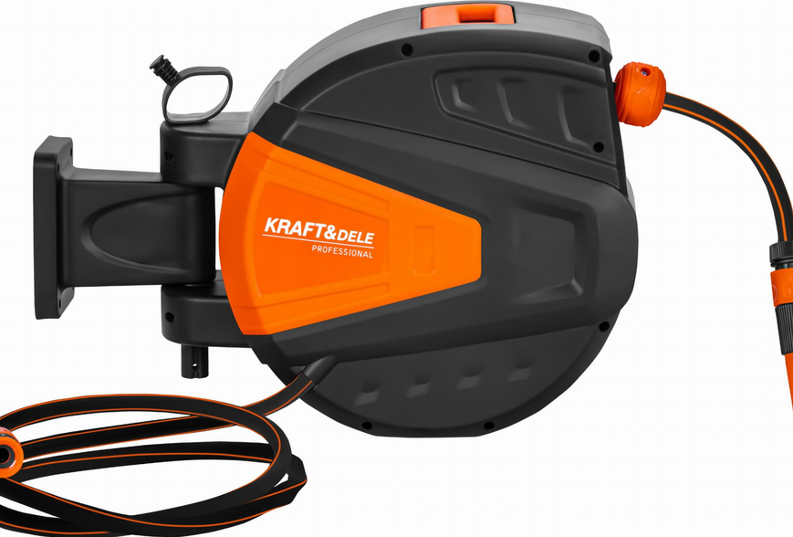 Садовый шланг на автоматической катушке Kraft&Dele KD2154 25+2 м 1/2" &mdash; для полива и мойки автомобиля
