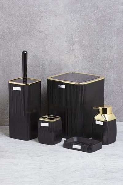 Набір аксесуарів для ванної кімнати із 5 шт, квадратний чорний Chomik OKY5017