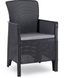 Комплект садових меблів MEBEL ELITE ARGOS 160&ndash;260&times;90 см горіх + 6 крісел FRESNO чорний &mdash; розсувний стіл для тераси та саду