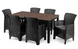 Комплект садових меблів MEBEL ELITE ARGOS 160&ndash;260&times;90 см горіх + 6 крісел FRESNO чорний &mdash; розсувний стіл для тераси та саду