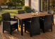 Комплект садових меблів MEBEL ELITE ARGOS 160&ndash;260&times;90 см горіх + 6 крісел FRESNO чорний &mdash; розсувний стіл для тераси та саду