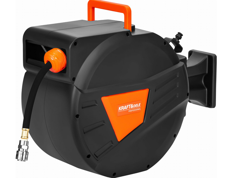 Пневматический шланг на катушке Kraft&Dele KD2158 15+1,5 м 1/4" с автоматической смоткой