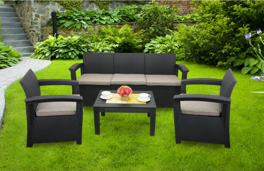 Набір садових меблів садових меблів Garden Line BERN диван, два крісла та стіл ZUM4233