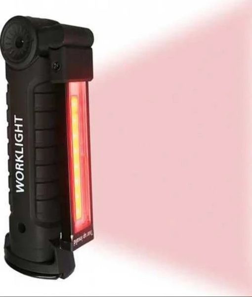 Светодиодный фонарь кемпинг W51 SMD + COB, красный + белый, магнит, крючок,microUSB