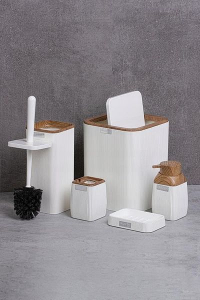 Набір аксесуарів для ванної кімнати білий 5 шт Chomik OKY5018