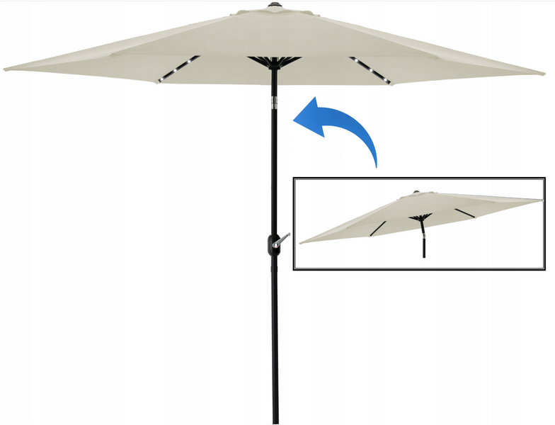 Зонтик садовый с LED подсветкой и чехлом 300 см GardenLine GAO1534 бежевый