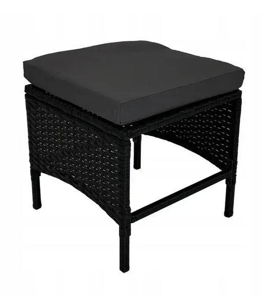 Комплект садовой мебели из техноротанга Kontrasto Capri Pro 414145, 6 предметов, черный с серыми подушками, для террасы, сада и лаунж-зоны
