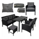 Комплект садовой мебели из техноротанга Kontrasto Capri Pro 414145, 6 предметов, черный с серыми подушками, для террасы, сада и лаунж-зоны