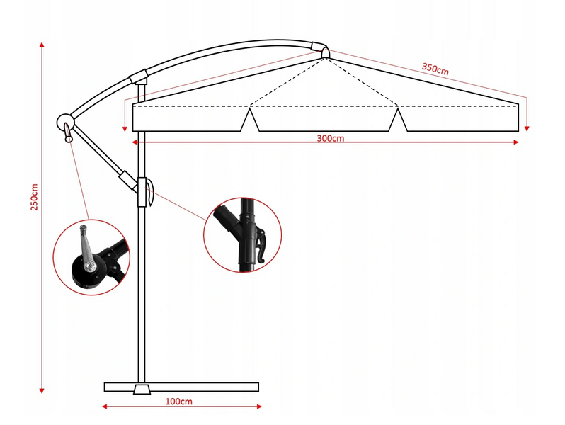 Парасоля садова з з LED підсвіткою та чохлом 300 см GardenLine GAO1510 зелена