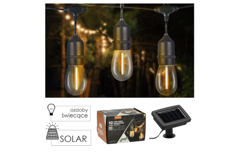 Уличная гирлянда на солнечной батарее 10 LED 6 м Garden Line SOL3675