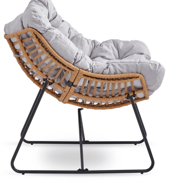 Кресло для отдыха MEBEL ELITE FIN ME.FIN/P/T/FW серое &mdash; удобное садовое кресло для дома, террасы и сада
