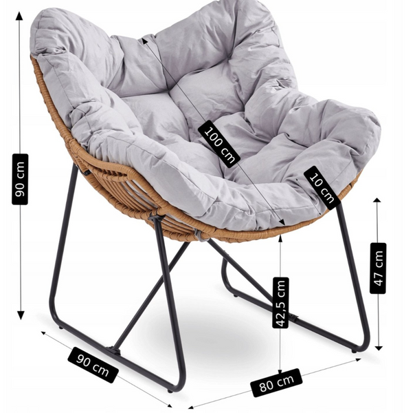 Кресло для отдыха MEBEL ELITE FIN ME.FIN/P/T/FW серое &mdash; удобное садовое кресло для дома, террасы и сада