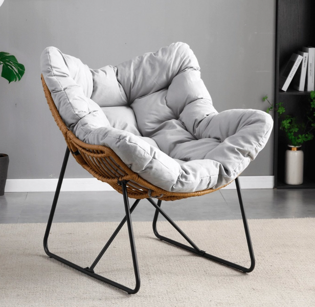 Кресло для отдыха MEBEL ELITE FIN ME.FIN/P/T/FW серое &mdash; удобное садовое кресло для дома, террасы и сада