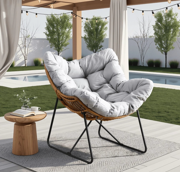 Кресло для отдыха MEBEL ELITE FIN ME.FIN/P/T/FW серое &mdash; удобное садовое кресло для дома, террасы и сада