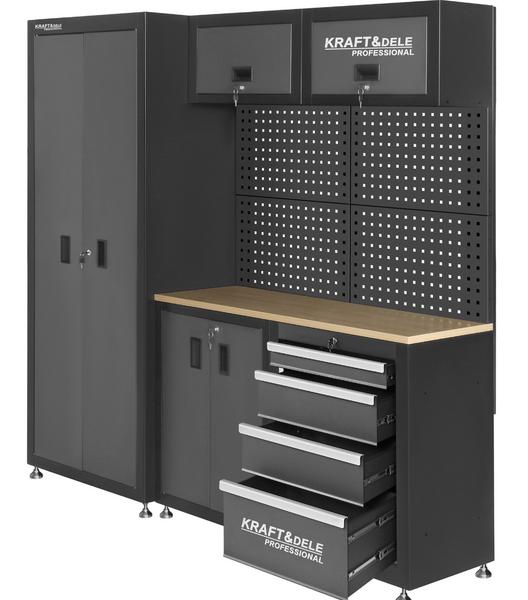 Комплект меблів для майстерні Kraft&Dele KD5862, модульний набір шаф та верстак