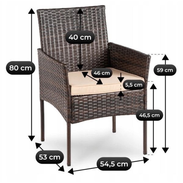 Комплект садовой мебели MEBEL ELITE AZUL коричневый/бежевый &mdash; стол и 4 кресла для террасы.