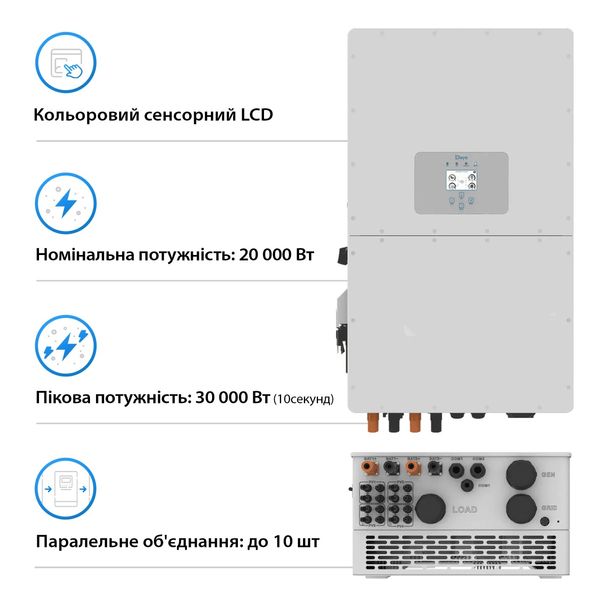 Гибридный инвертор DEYE SUN-20K-SG01HP3-EU-AM2