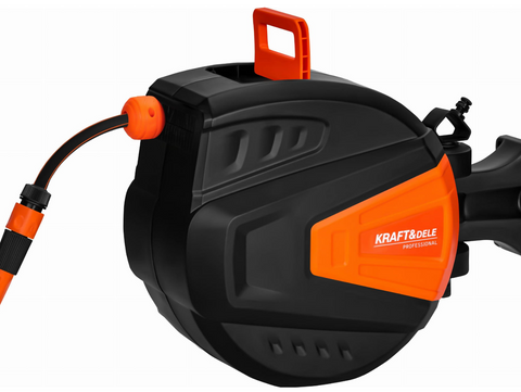 Котушка автоматична Kraft&Dele KD2152 20 м + 2 м 1/2" для саду, городу та дачі &mdash; з настінним кріпленням і автоматичною змоткою шланга