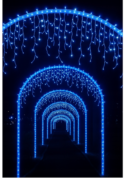 Світлодіодна завіса 1000 LED LKS-1000-CB, синє світло, вуличні бурульки