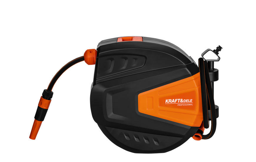 Автоматична котушка для садового шланга Kraft&Dele KD2151 1/2" 15+1,5 м &mdash; настінна, зі змотуванням, для поливу саду