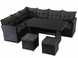 Комплект садовой мебели DALLAS (угловой диван + стол + 2 пуфа), чёрный ротанг
