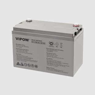 Акумулятор гелевий для ДБЖ та інверторів 12V 100Ah VIPOW BAT0420