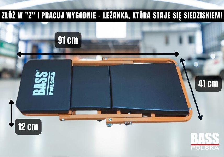 Лежак-стілець підкатний для авторемонту 2 в 1 Bass Polska 3083 лежак автослюсаря