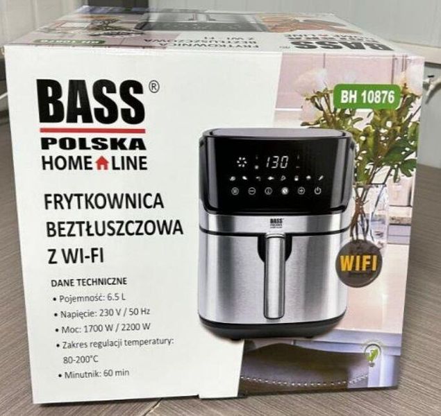 Умная аэрофритюрница (мультипечь) с Wi-Fi и сенсорной панелью 6,5 л Bass Polska BH 10876