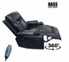Масажне шкіряне крісло-качалка Bass Polska BH 30040 RELAX з масажем спини, попереку та ніг, чорне