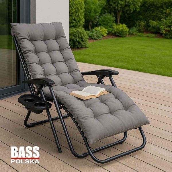 Шезлонг Bass Polska BH 31014-R с матрасом и подушкой, серый