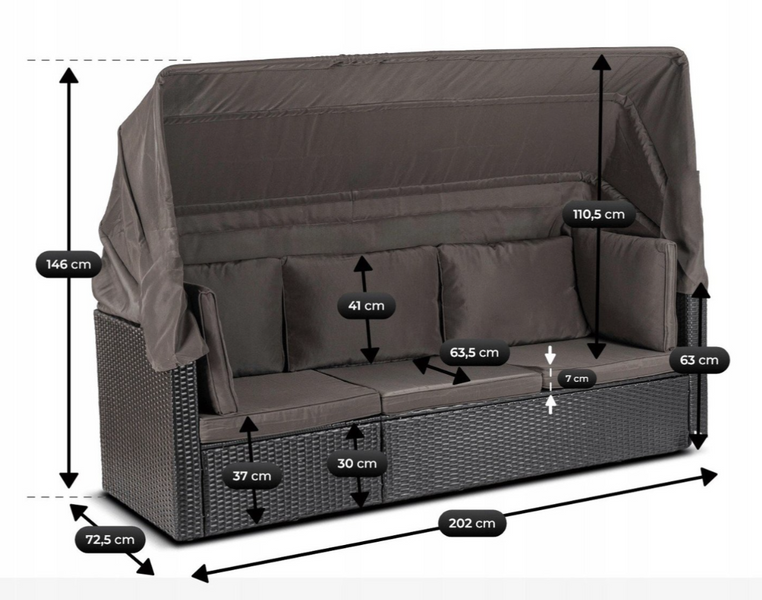 Комплект садових меблів MEBEL ELITE CALIENTE чорний/коричневий ME.CALIENTE/CZ/RT/OGR/ZES
