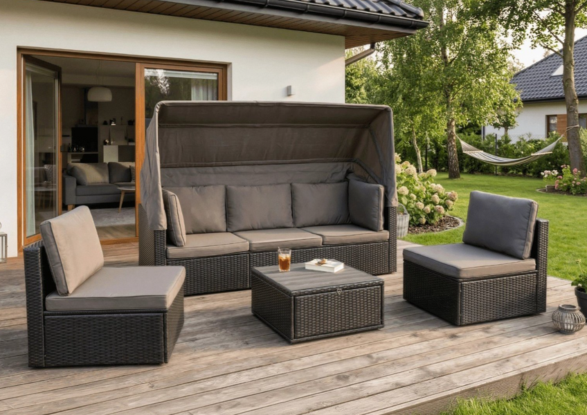 Комплект садових меблів MEBEL ELITE CALIENTE чорний/коричневий ME.CALIENTE/CZ/RT/OGR/ZES