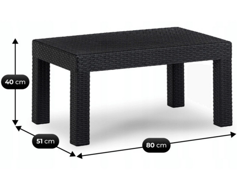 Комплект садовой мебели MEBEL ELITE BRENTA &mdash; диван, 2 кресла и стол, стильный черно/серый набор для отдыха